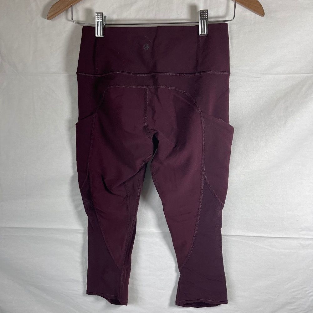 Athleta Burgundy Capri Side Pocket Yoga Pants Sz XS